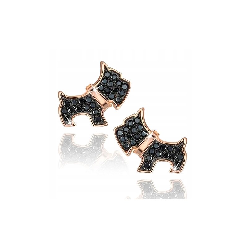 Srebrne kolczyki dla dziewczynki dzieci pieski sztyfty wkrętki srebro 925 pozłacane