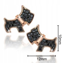 Srebrne kolczyki dla dziewczynki dzieci pieski sztyfty wkrętki srebro 925 pozłacane