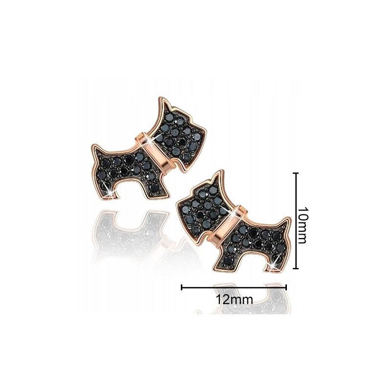 Srebrne kolczyki dla dziewczynki dzieci pieski sztyfty wkrętki srebro 925 pozłacane