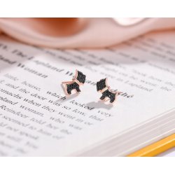 Srebrne kolczyki dla dziewczynki dzieci pieski sztyfty wkrętki srebro 925 pozłacane