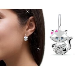 Srebrne kolczyki dla dziewczynki kotki serce srebro 925