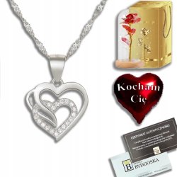 Srebrny łańcuszek damski z serduszkiem naszyjnik serce srebro na walentynki