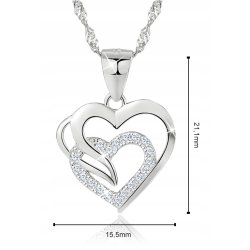Srebrny łańcuszek damski z serduszkiem naszyjnik serce srebro na walentynki