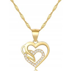 Srebrny naszyjnik serce pozłacany + róża wieczna led w szkle prezent dla kobiety srebro