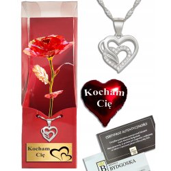 Naszyjnik srebrny serce i wieczna róża na walentynki urodziny srebro grawer