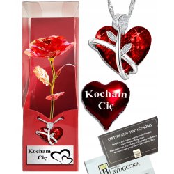 Naszyjnik srebrne serce i wieczna róża na walentynki urodziny srebro grawer