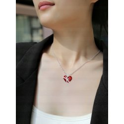 Srebrny łańcuszek damski z serduszkiem naszyjnik serce srebro na walentynki