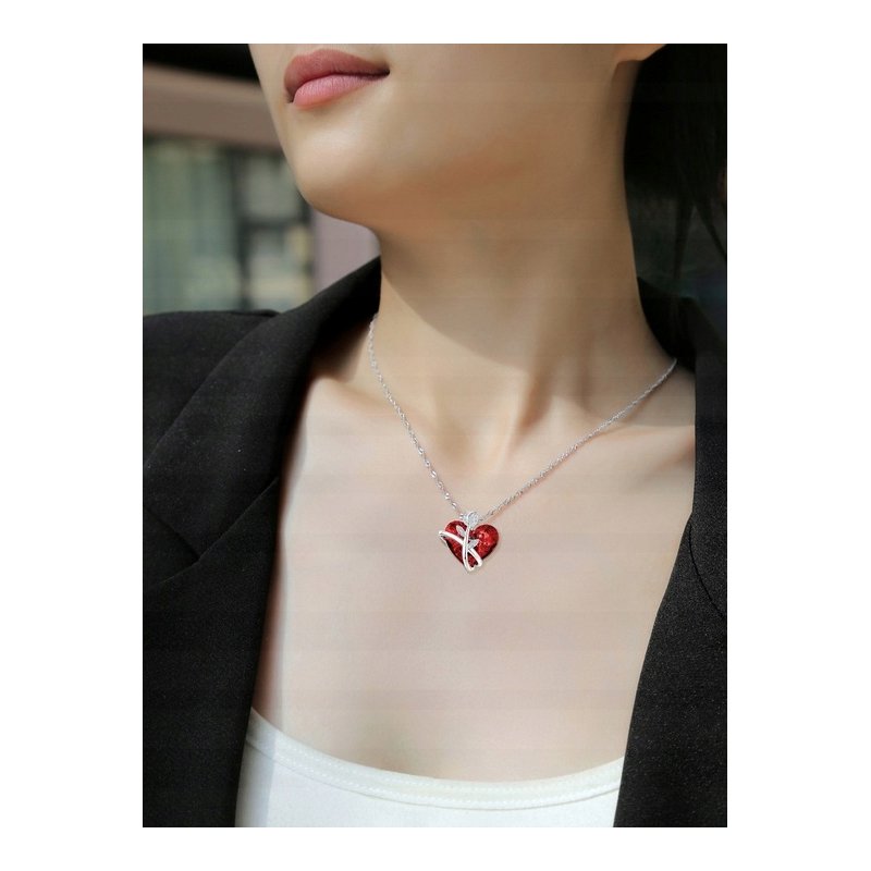 Srebrny łańcuszek damski z serduszkiem naszyjnik serce srebro na walentynki