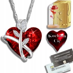 Srebrny łańcuszek damski z serduszkiem naszyjnik serce srebro na walentynki