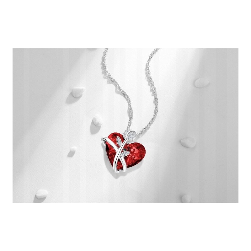 Srebrny łańcuszek damski z serduszkiem naszyjnik serce srebro na walentynki