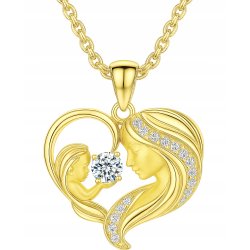 Naszyjnik srebrny damski łańcuszek matka z dzieckiem w sercu srebro pozłacane 925