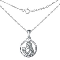 Naszyjnik srebrny łańcuszek damski matka dziecko miłość