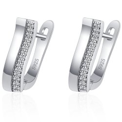 Srebrne kolczyki nowoczesna fala z cyrkoniami srebro 925