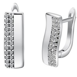 Srebrne kolczyki nowoczesna fala z cyrkoniami srebro 925