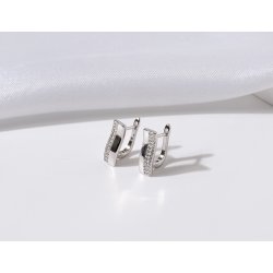 Srebrne kolczyki nowoczesna fala z cyrkoniami srebro 925