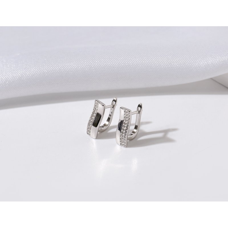 Srebrne kolczyki nowoczesna fala z cyrkoniami srebro 925