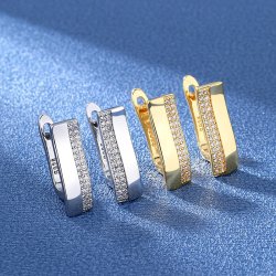 Srebrne kolczyki nowoczesna fala z cyrkoniami srebro 925