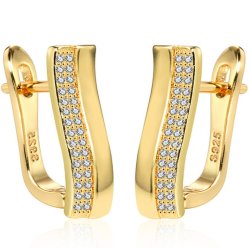 Srebrne kolczyki nowoczesna fala z cyrkoniami srebro 925 pozłacane