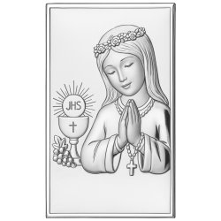 Pamiątka pierwszej komunii świętej srebrny obrazek dla dziewczynki grawer