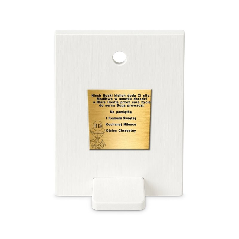 Pamiątka pierwszej komunii świętej srebrny obrazek dla dziewczynki grawer