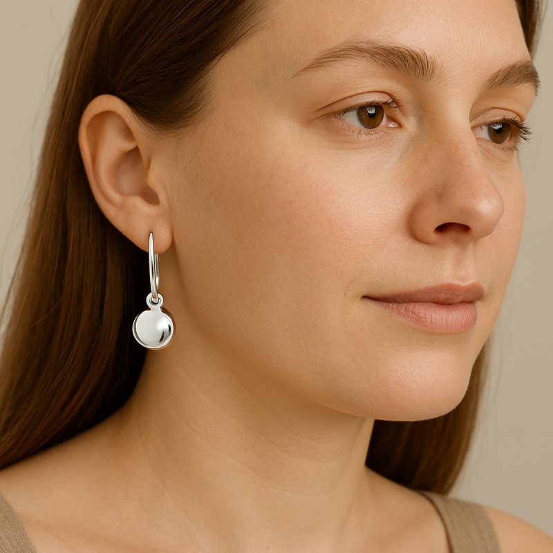 Srebrne kolczyki kulki wiszące rodowane angielskie srebro 925 oryginalne