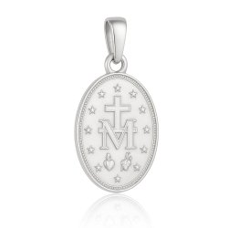 Łańcuszek srebrny medalik komunijny matka boska na komunię na chrzest