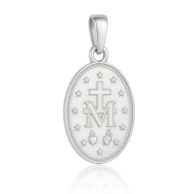 Łańcuszek srebrny na komunię, chrzest z medalikiem matka boska dla chłopca