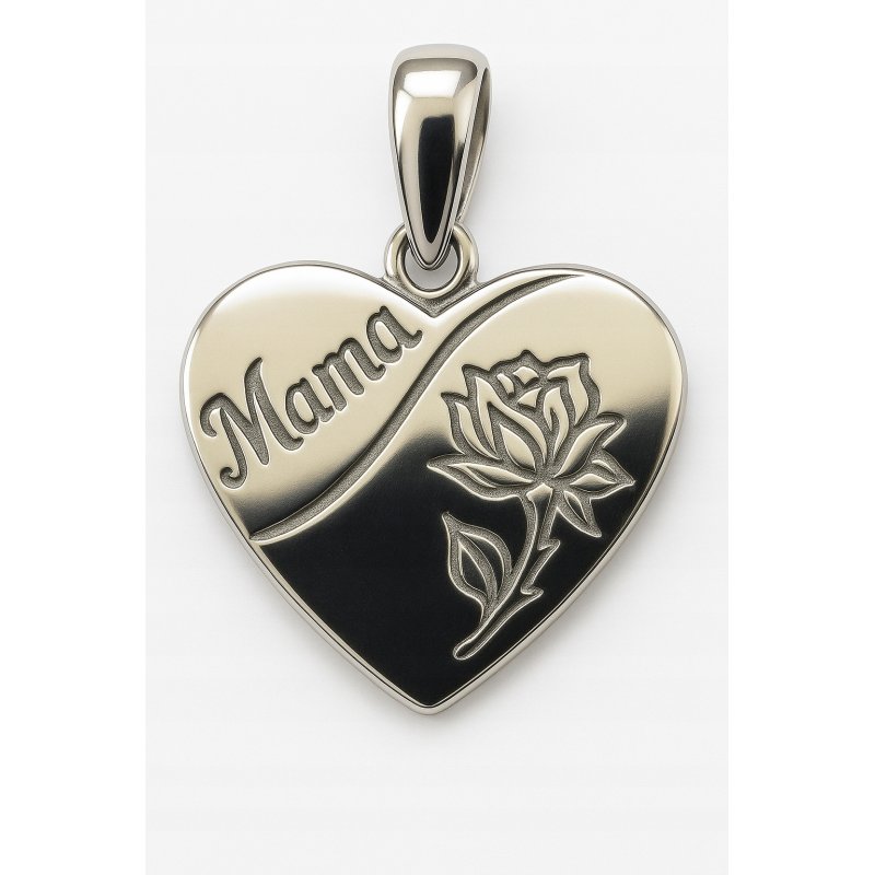 Srebrna zawieszka wisiorek serce róża mama na dzień matki srebro 925