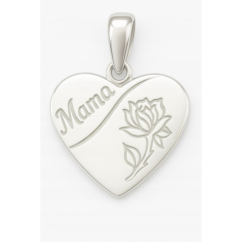 Srebrna zawieszka wisiorek serce róża mama na dzień matki srebro 925