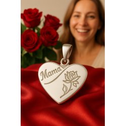 Srebrna zawieszka wisiorek serce róża mama na dzień matki srebro 925