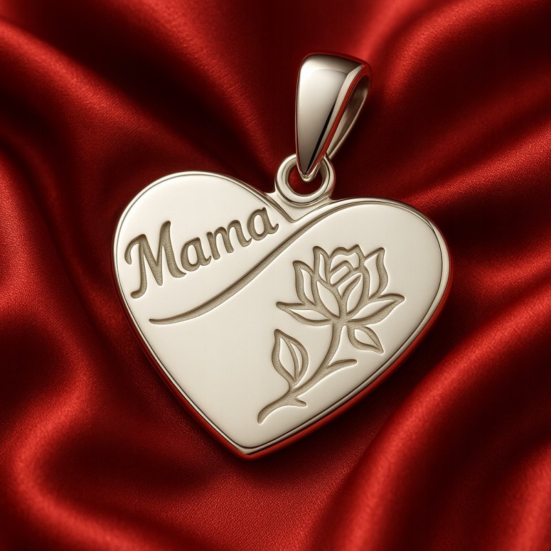 Srebrna zawieszka wisiorek serce róża mama na dzień matki srebro 925