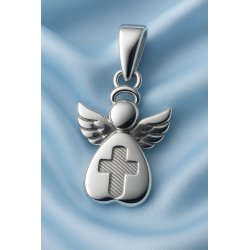 Srebrna zawieszka wisiorek aniołek krzyżyk na komunię srebro 925