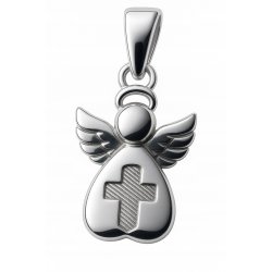 Srebrna zawieszka wisiorek aniołek krzyżyk na komunię srebro 925
