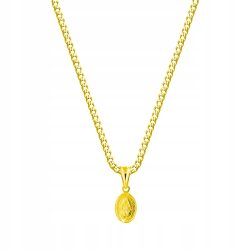 Łańcuszek srebrny duży medalik komunijny matka boska na komunię pozłacany