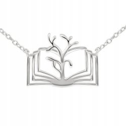 Naszyjnik srebro książka wieczna róża na koniec roku dla nauczyciela wychowawcy grawer