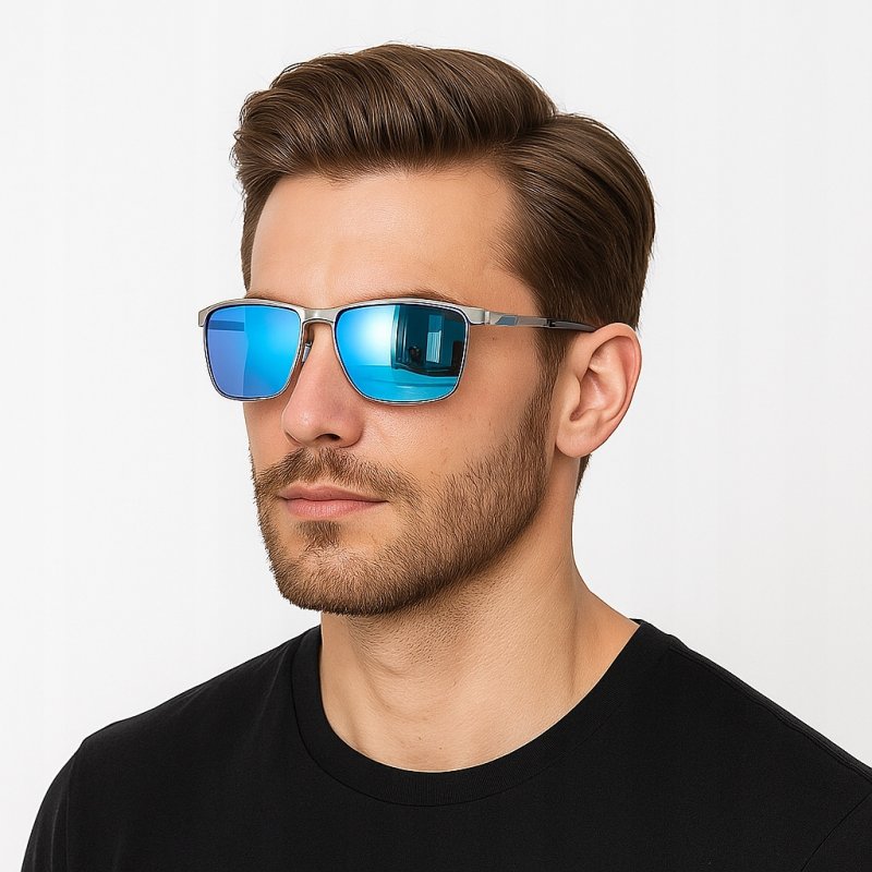 Okulary męski przeciwsłoneczne polaryzacyjne lustrzanki ochrona uv400 etui