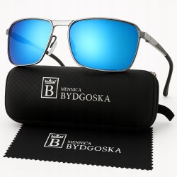 Okulary męski przeciwsłoneczne polaryzacyjne lustrzanki ochrona uv400 etui