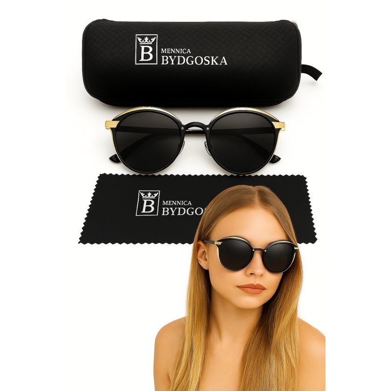 Okulary damskie przeciwsłoneczne polaryzacyjne ochrona uv eleganckie etui