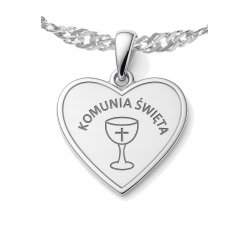 Naszyjnik singapur srebrny komunia święta serce rodowany próba 925