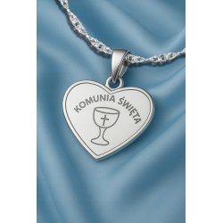 Naszyjnik singapur srebrny komunia święta serce rodowany próba 925