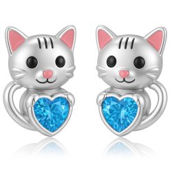 Srebrne kolczyki dla dziewczynki dzieci kotki srebro 925 sztyfty wkrętki
