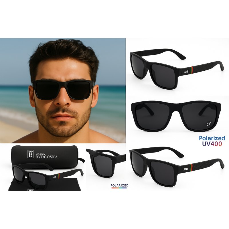 Okulary przeciwsłoneczne męskie polaryzacyjne ochrona filtr uv400 etui