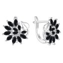 Srebrne kolczyki kwiatki czarne angielskie zapięcie srebro próba 925