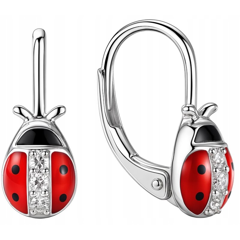 Srebrne kolczyki angielskie biedronki srebro proba 925