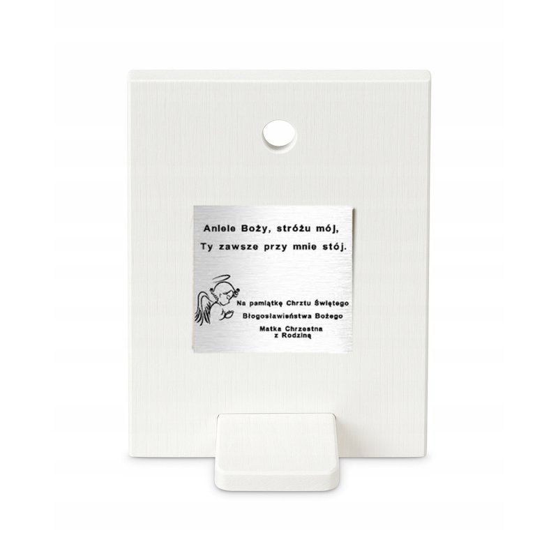 Pamiątka chrztu świętego srebrny obrazek + grawer