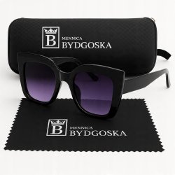 Okulary damskie przeciwsłoneczne kocie eleganckie etui oryginalne