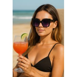 Okulary damskie przeciwsłoneczne kocie eleganckie etui oryginalne