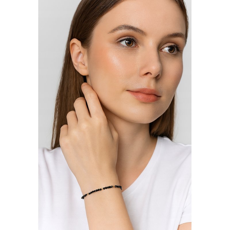 Bransoletka damska z naturalnych kamieni turmalin srebro pozłacane ważka