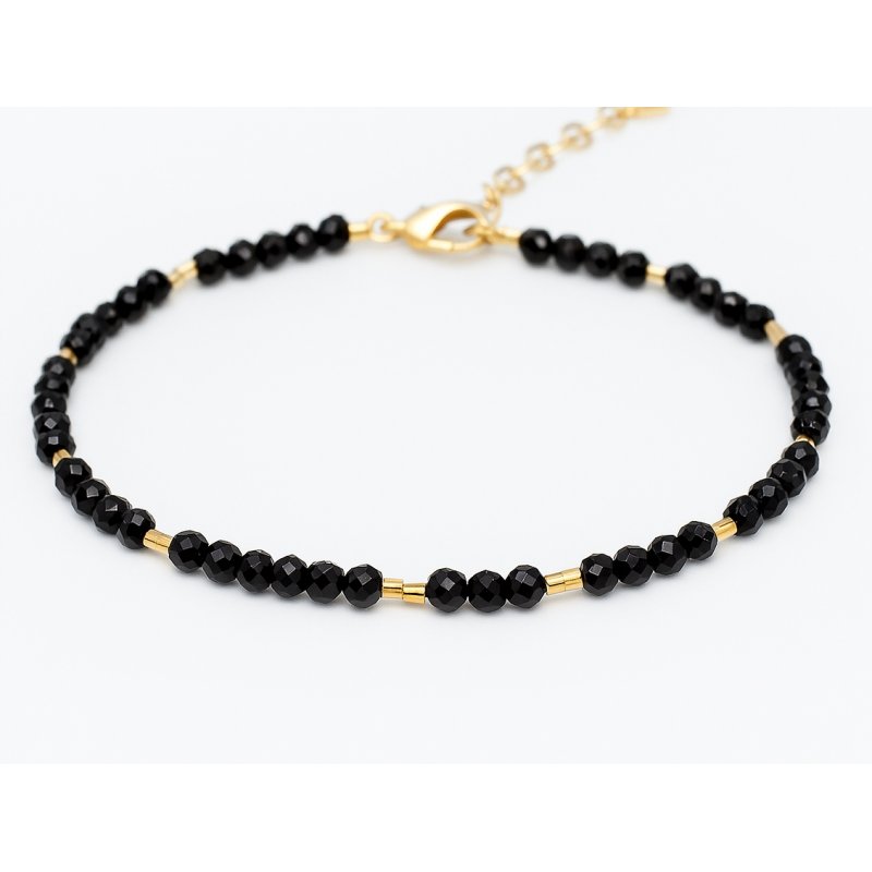 Bransoletka damska z naturalnych kamieni turmalin srebro pozłacane ważka