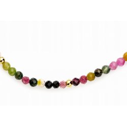 Bransoletka damska z naturalnych kamieni kolorowy turmalin srebro pozłacane